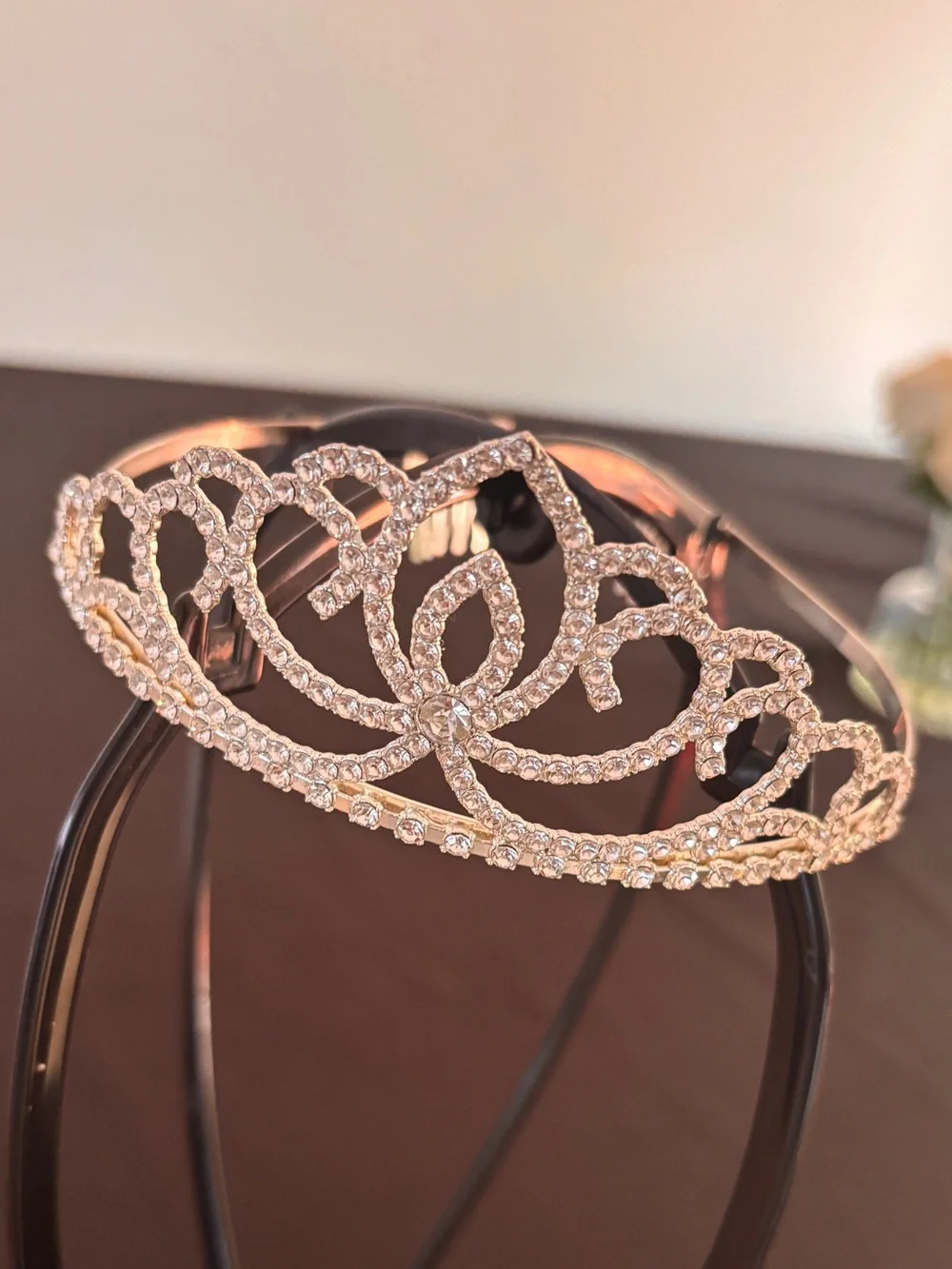 Crystal Tiara Headband in Rose Gold - Elegant Women’s Accessory